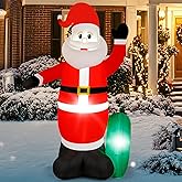 Skcoipsra 8FT Christmas Inflatable Santa Claus, IP65 Lighted Blow Up Santa Claus with LED Lights, Automatic Inflation Yard Decorations for Lawn Garden Holiday Decor