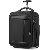 Vancropak Carry on Luggage with Wheels, Multi-functional Airline Approved Underseat Carry-On Rolling Suitcase, 15.6" Lightweight Overnight Weekender Bag Travel Business Roller for Men Women, Black