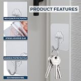 Relazoom 12 Pack Self Adhesive Hooks Heavy Duty 15kg Transparent No Drill view 6