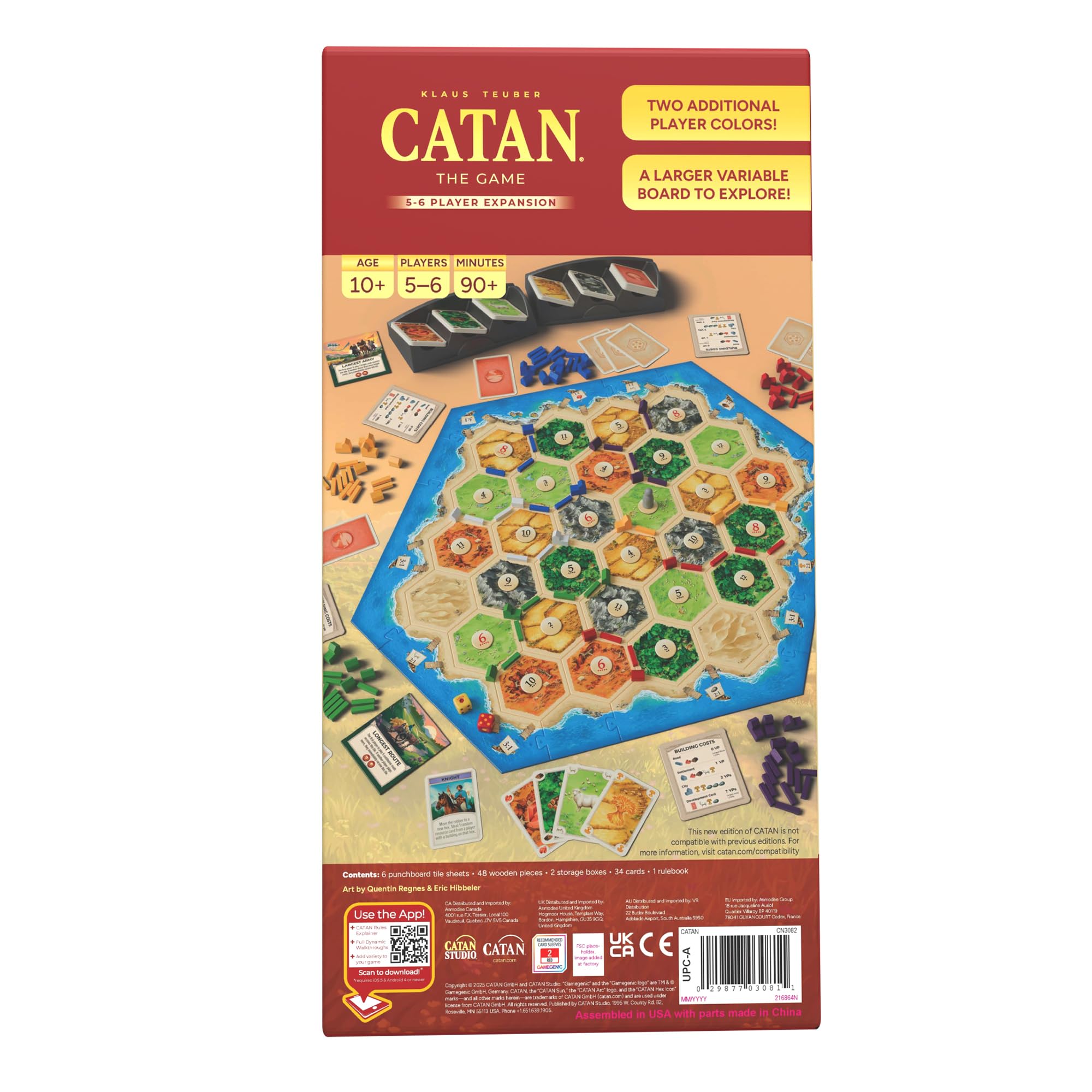 CATAN 5-6 Player Board Game Expansion (6th Edition) Add More Players to Your Adventure, Ages 10+, 3-6 Players, 60-90 Minute Playtime
