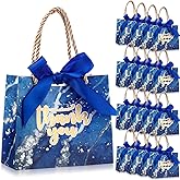 AmazingSpark 40 Pack Small Thank You Gift Bags with Handles 5.5 x 2.4 x 4.7 Inches Mini Gift Bags Bulk with Bow Ribbon Paper Marble for Party Favor Valentine's Day Wedding Bridal Shower(Royal Blue)