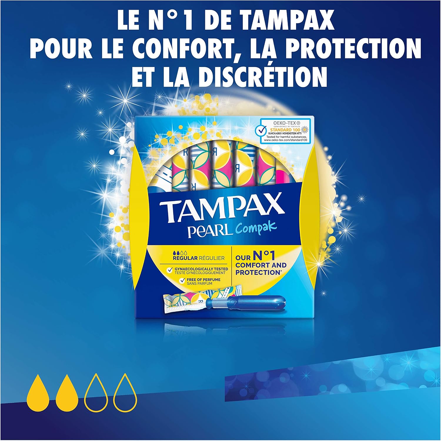 TAMPAX Pearl Compak Tampons Regular with Loading Sleeve, 18 Stamps, 18 Unités - Image 3