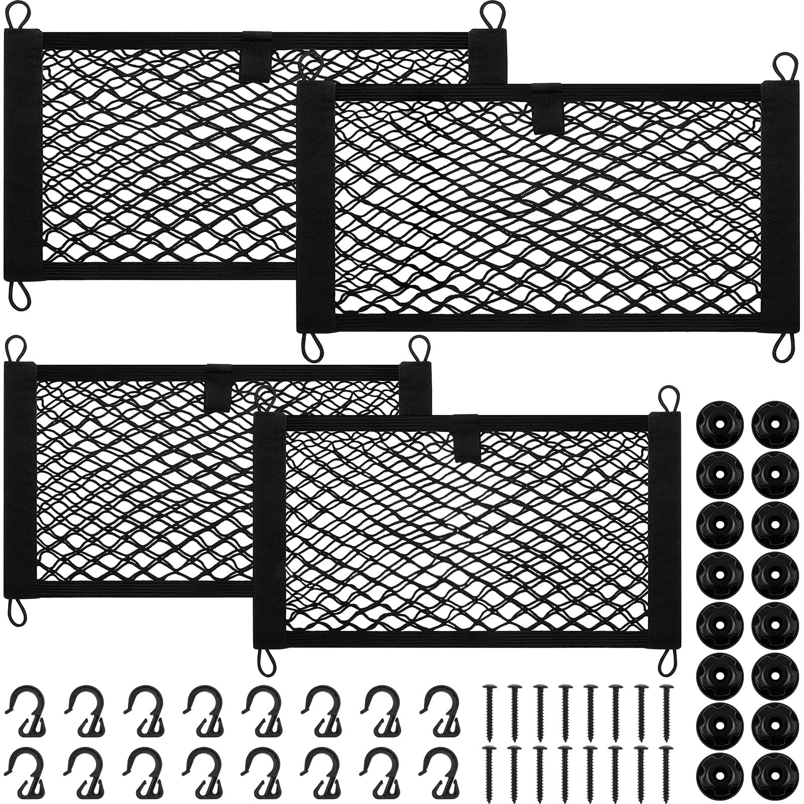 Net Storage Pockets Tuanse 4 Pcs Stretchable Small Cargo Net Pocket Storage Mesh Elastic ...