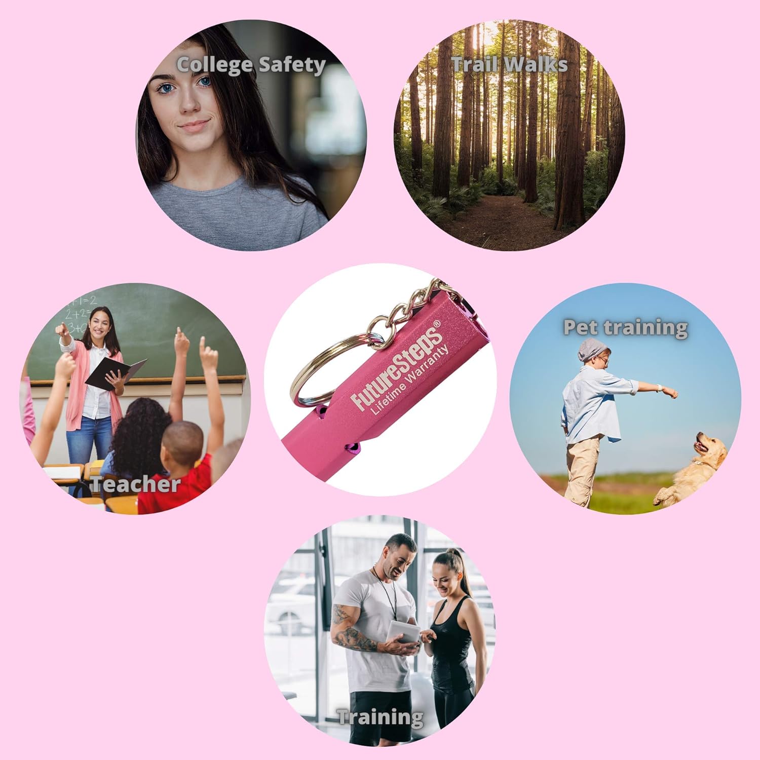 Pink Whistle with Lanyard, Safety, Trails, Hiking, Athletics, Recess, Coach, up to 120 Decibels for Emergency Situations: Home Improvement