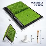 JAYA Golf Hitting Mat with Ball Tray Heavy Rubber Base Dual Turf Portable view 7