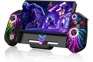 KICKDOT Switch Controller with Hall Joystick for Nintendo Switch/OLED, Switch Pro Remote Controller with Flame RGB/Turbo/4 Game Slot/Dual Motor,One-Piece Handheld Joypad Control for Nintendo Switch Controller