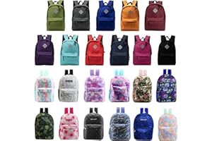 MODA WEST 24-Pack 17" Classic School Backpacks for Kids - Backpacks in Bulk for Elementary, Middle, and High School Students, 23 Assorted Colors and Patterns