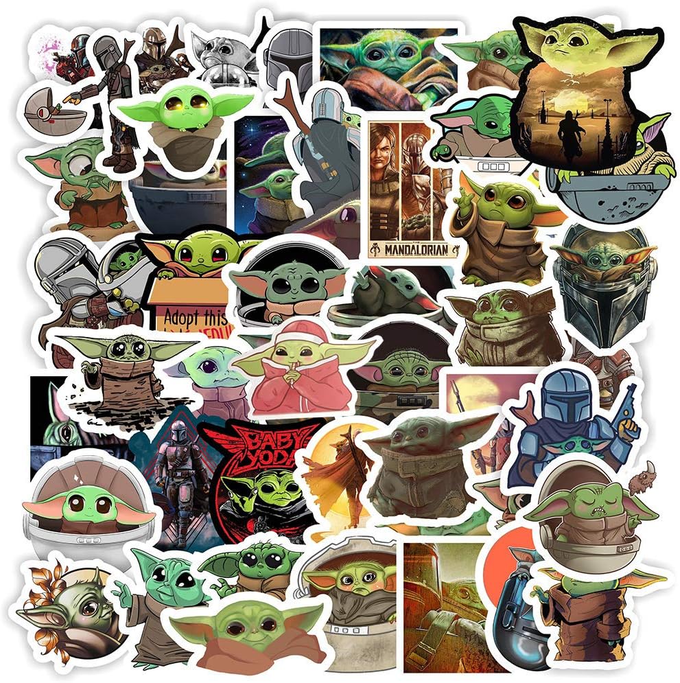 Baby Yoda Stickers(50 Pieces) The Mandalorian Star Wars Decal for Laptop Skateboard Water Bottle Phone Car Bicycle Luggage Guitar Computer