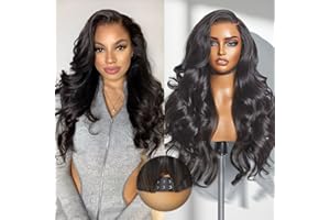 LUVME HAIR All-Day Comfort Real Glueless 7x6 HD Lace Wig 200% Density PartingMax Lace Wigs Loose Body Wave Lace Front Wigs Human Hair Pre Cut Plucked Lace Frontal 18 Inches Natural Black Color