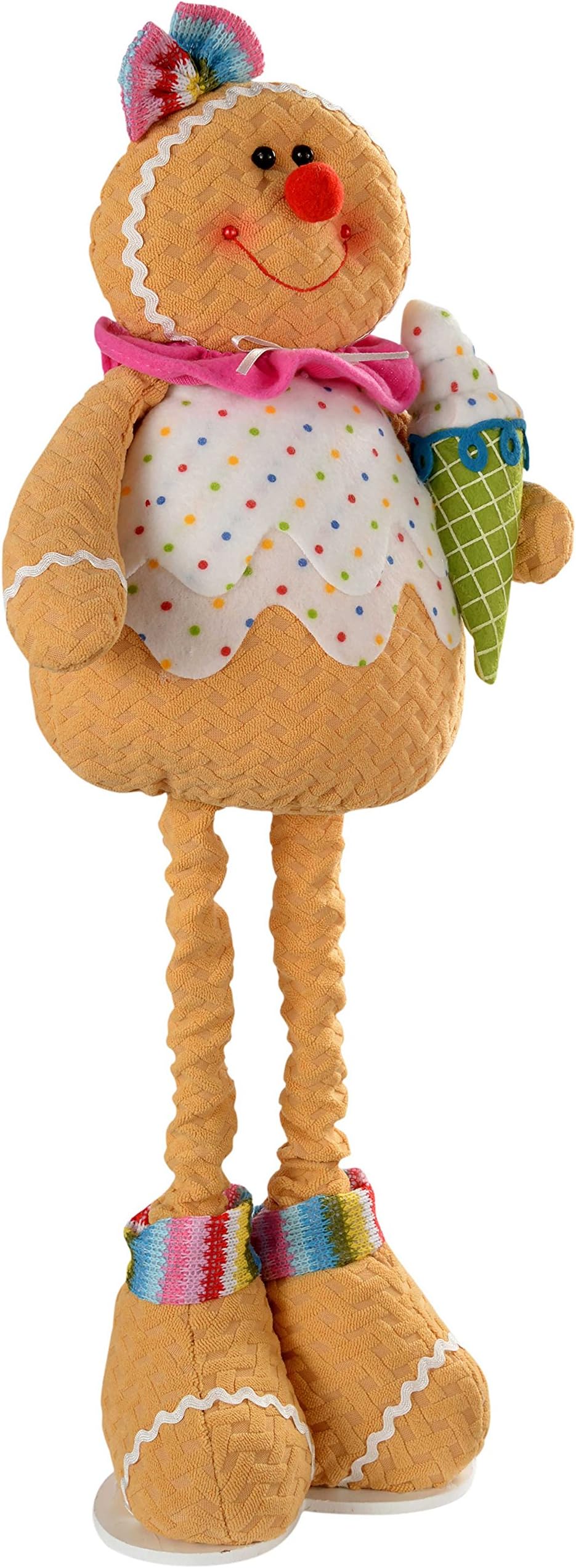 WeRChristmas Standing Cupcake Gingerbread Girl Christmas Decoration with Extendable Legs - 45-60 cm, Multi-Colour