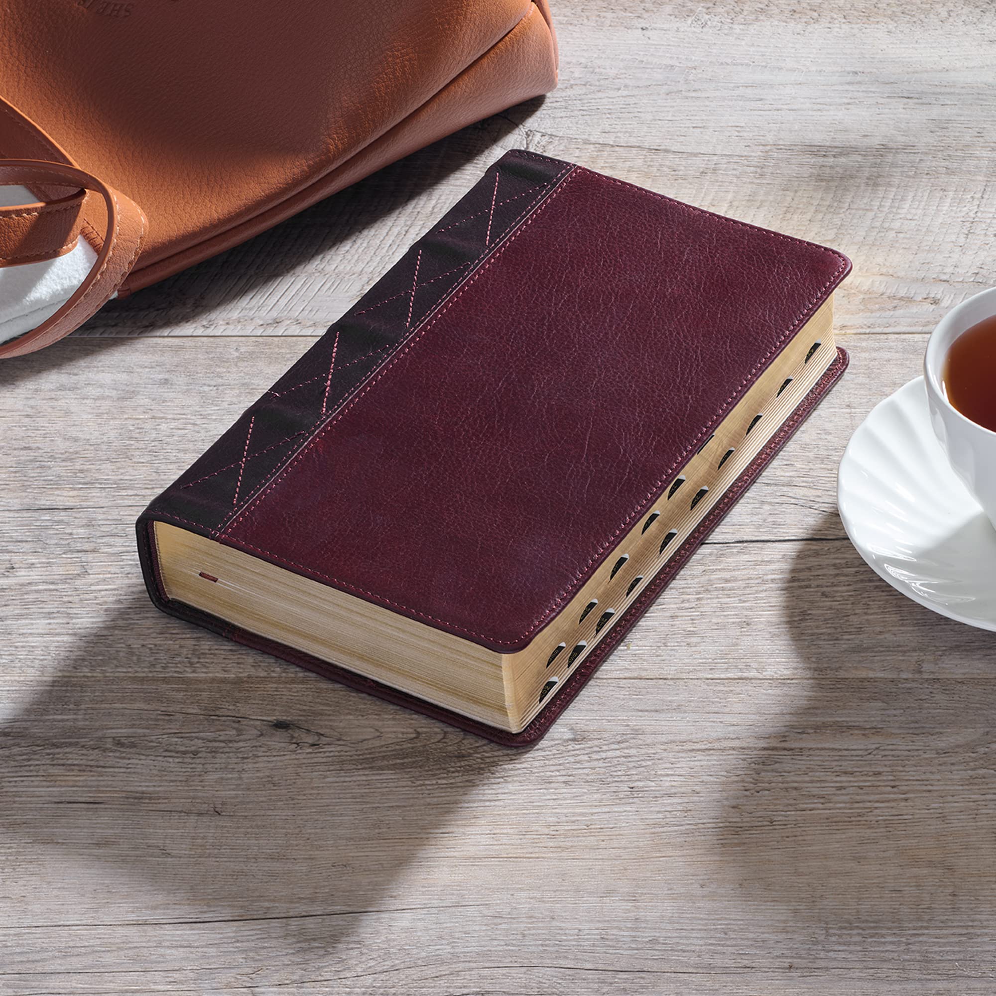 KJV Holy Bible, Giant Print Standard Size Premium Full Grain Leather Red Letter Edition - Thumb Index & Ribbon Marker, King James Version, Burgundy/Mahogany (KJV Standard GP Editions)