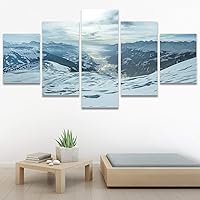SIGNWIN 5 Panel Canvas Wall Art Modern Art Expressive Landscape Modern Mountain Top Multicolor Photography for Home Decorations Ready to Hang - 60
