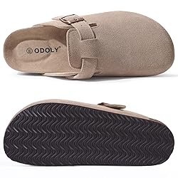 ODOLY Genuine Suede Clogs for Women Men Soft Cork