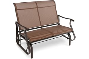 Giantex Outdoor Glider Bench Chair - Extra-Large 2 Person Loveseat with Breathable Fabric, Steel Frame, 660lbs Weight Capacit