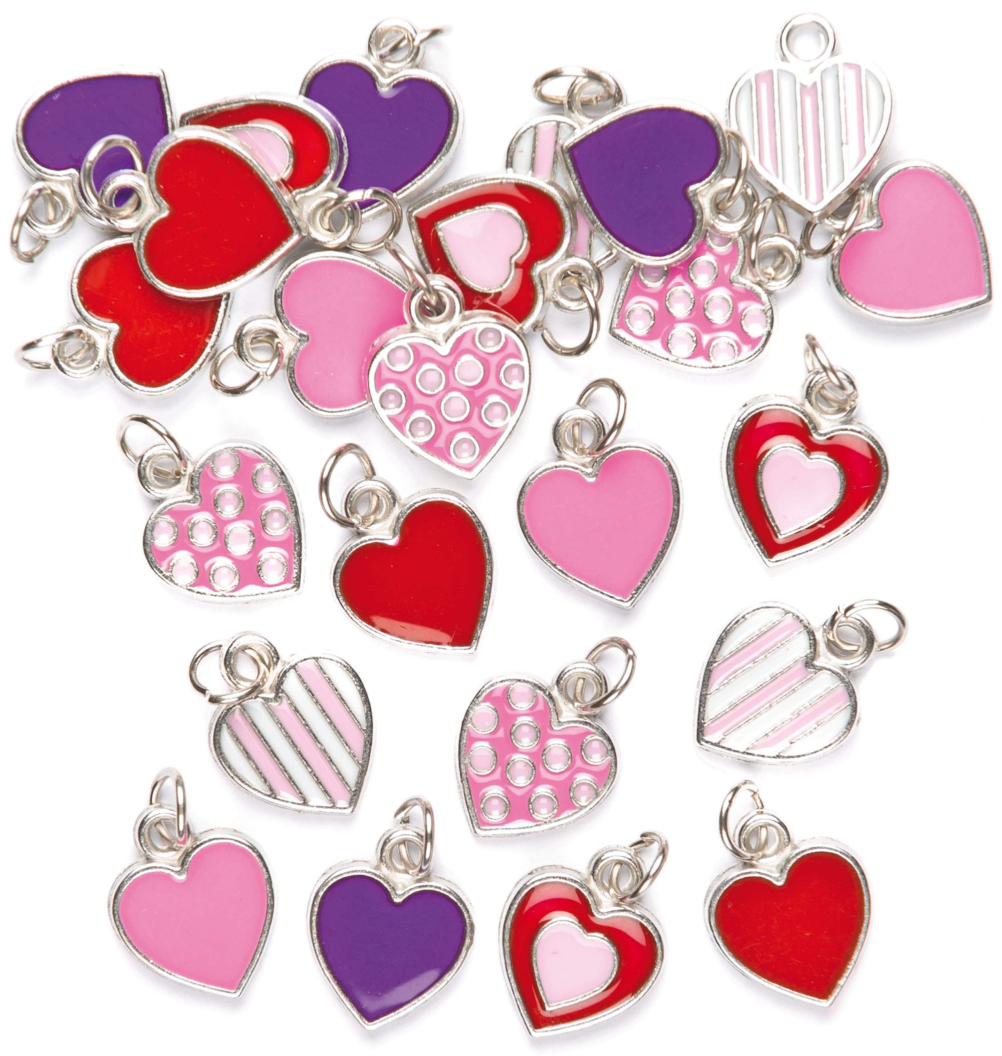 Baker Ross Heart Charms - Pack of 24, Valentines Days Crafts (EF556)