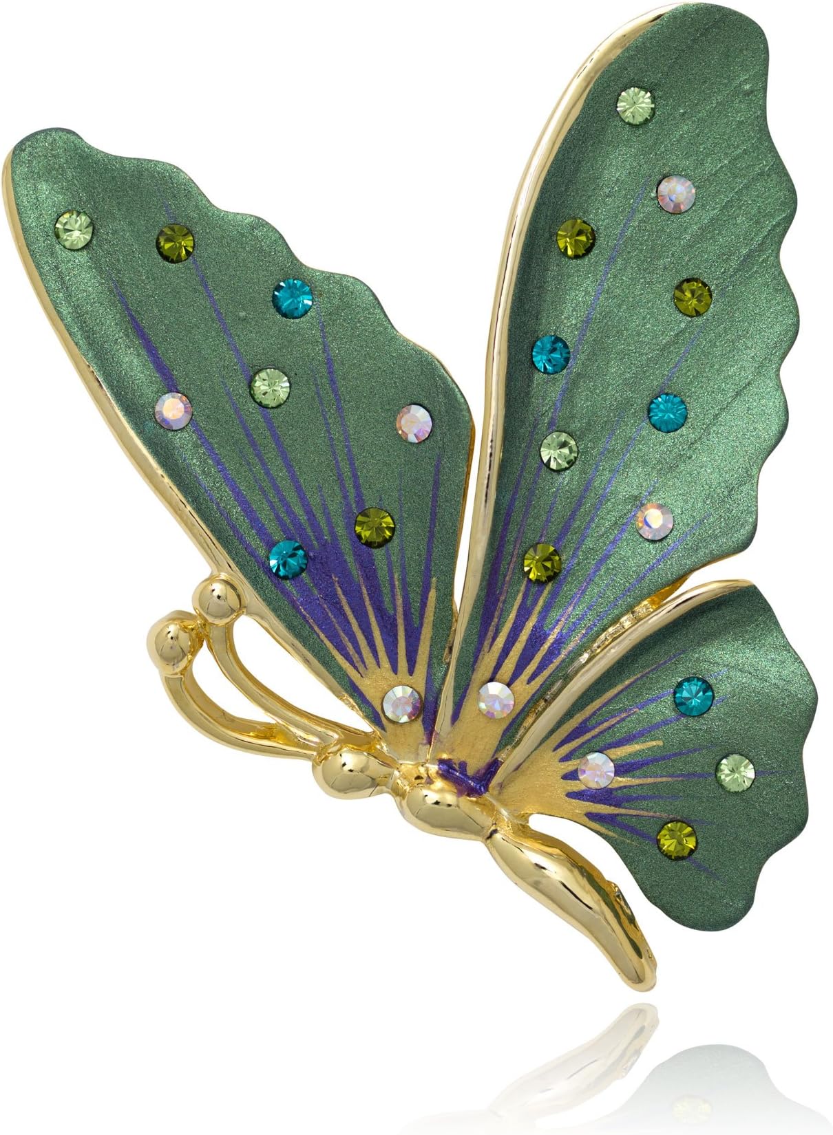 Akianna Hand Painted Crystal Element Butterfly Brooch Pin Green