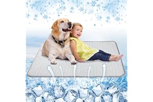 Leekalos Dog Cooling Mat,Pet Cooling Pads for Dogs Blanket,Summer Cooling Bed for Cats Blanket,Portable Pet Cooling Cushion for Home & Outdoor,Keep Cooling for Pets (New Grey, Medium(29"x40"))