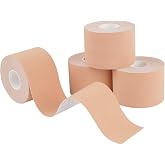 PHYTOP Kinesiology Tape 4 Rolls Beige Uncut Full Range of Motion | Elastic therapeutic tape 170% stretch for muscle &amp; joint support, Physio tape for sports recovery &amp; physiotherapy