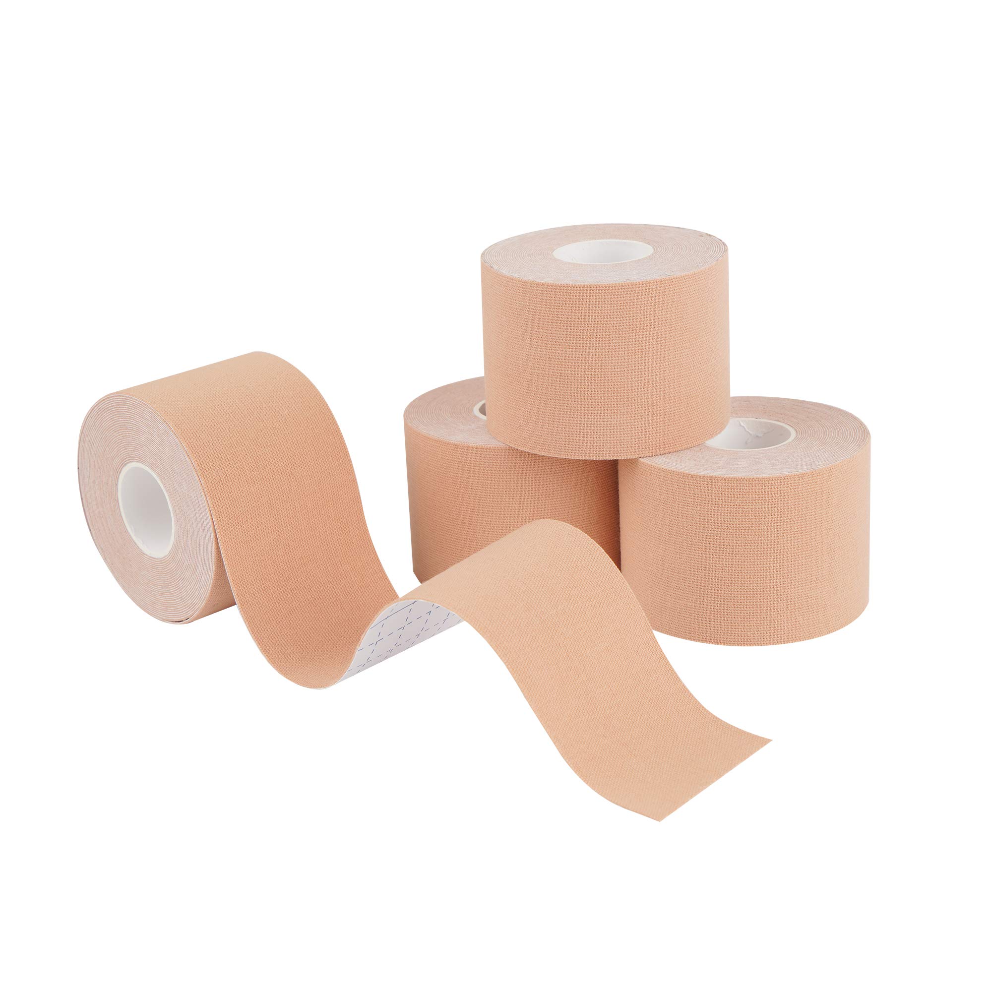 Kinesiology Tape Knee and Muscle Support, K Sports Tape for Pain Relief & Physio Therapy (4 Pack Beige)
