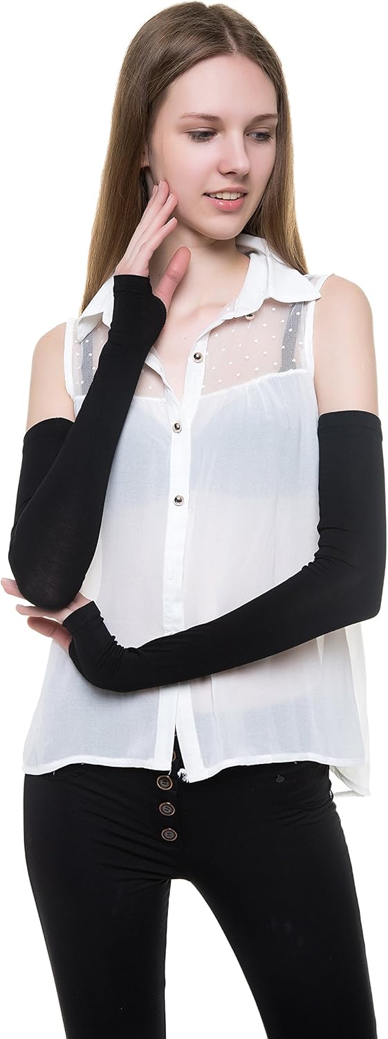 Women Stretchy Long Sleeve Fingerless Gloves, Suitable for, Black, Size One Size at  Women’s Clothing store