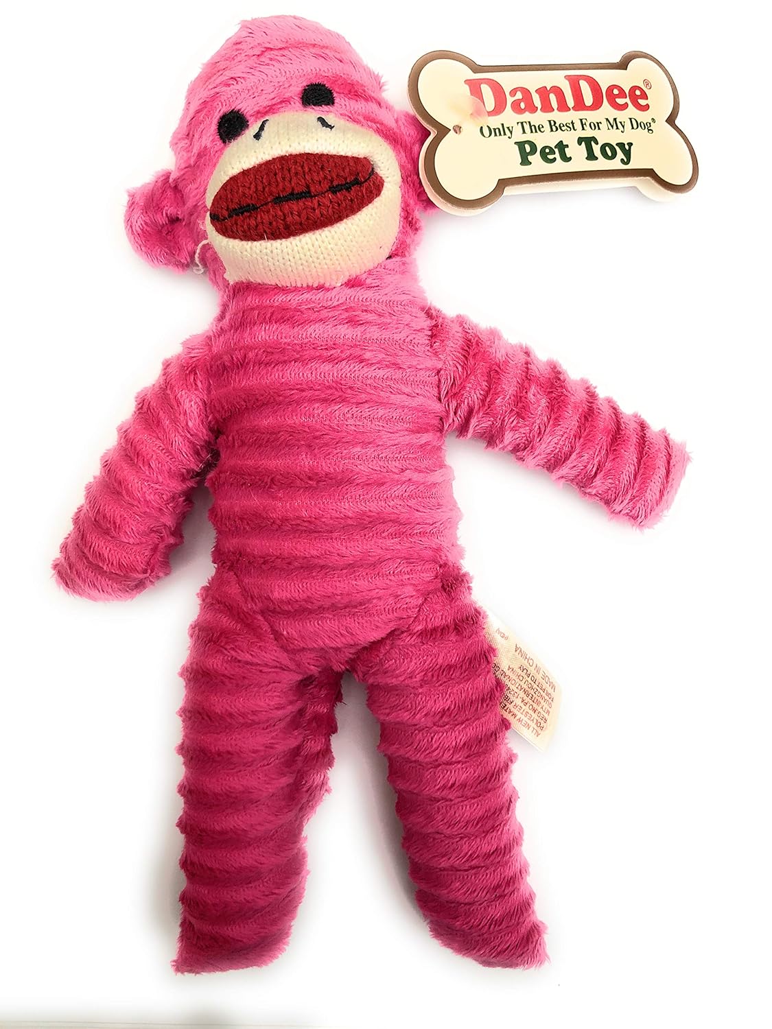 pink sock monkey dog toy