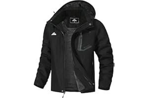 MAOYSSEN Men's Mountain Ski Jacket Waterproof Winter Coat Warm Snowboarding Jacket Snow Windbreaker Hooded for Hiking