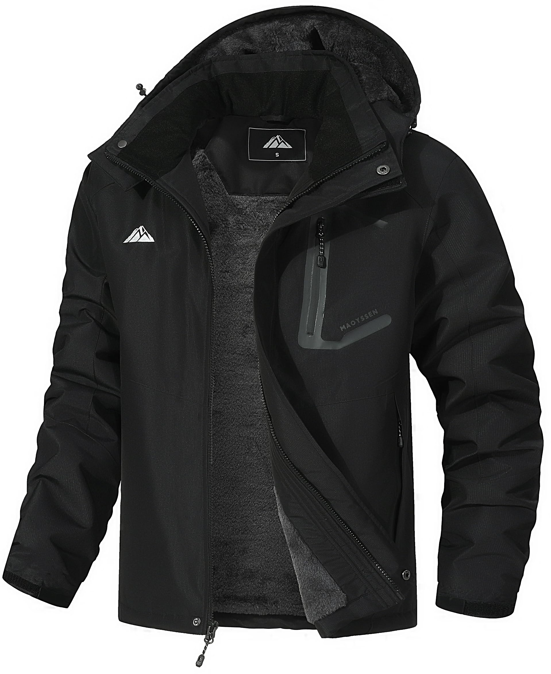 Photo 1 of MAOYSSEN Men's Mountain Ski Jacket Waterproof Winter Coat Warm Snowboarding Jacket Snow Windbreaker Hooded for Hiking