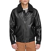 Levi's Men's Faux Leather Aviator Bomber Jacket With Sherpa Collar