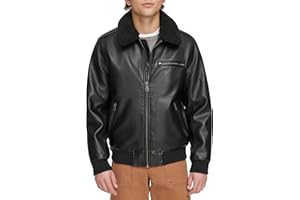 Levi's mens Levi's Men's Faux Leather Aviator Bomber Jacket With Sherpa Collar