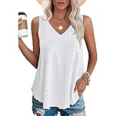 OFEEFAN Womens Tank Tops V Neck Sleeveless Flowy Loose Fit Basic Casual Summer Tops