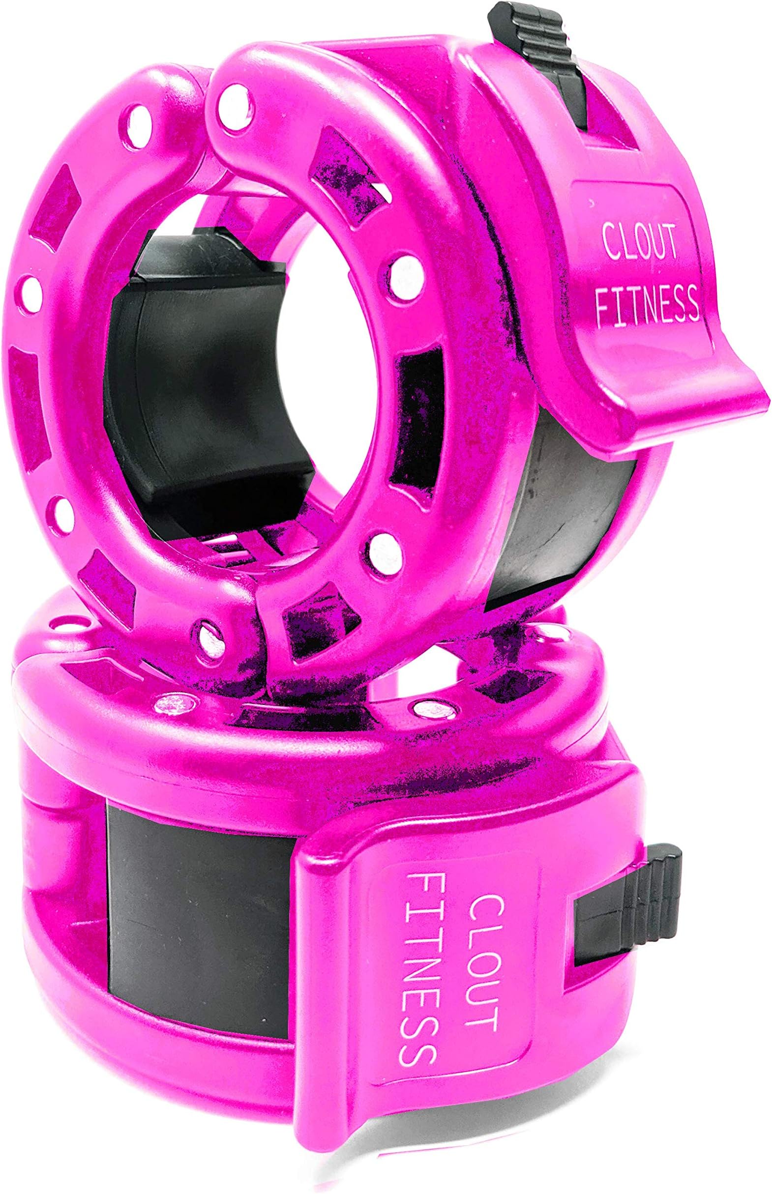 Clout Fitness Quick Release Pair of Locking 2" Olympic Size Barbell Clamp Collar Great for Pro Training (Steel Pink)