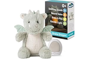 Cloud b Sound Machine with White Noise Soothing Sounds | Cuddly Stuffed Animal & Nomadic Nightlight | Record Parent Voice | Adjustable Settings & Auto-Shutoff | LoveLight™ Buddies - Drake The Dragon™