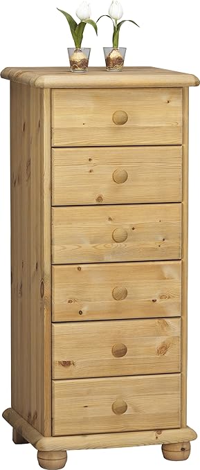 Steens Max 6 Drawer Narrow Pine Chest Of Drawers Lyed Oil Finish