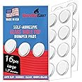 Round Clear Adhesive Bumpers Large - Transparent Self Stick Rubber Pads for Glass Table Top, Furniture, Laptop, Mirrors - 16 PCs