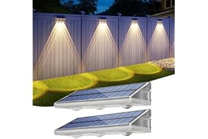 YiLaie Solar Fence Lights Outdoor 3000K/4500K/6500K 3 Mode, IP67 Waterproof Fence Solar Lights Outdoor,2000mAh Solar Powered Fence Light for Outside Backyard/Step/Patio/Deck/Stair Railings (2 Pack)