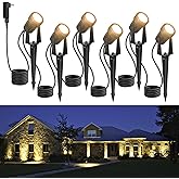 Outdoor Landscape lighting Low Voltage, 65.6FT Wired LED Spot light with Plug-in Transformer, IP65 Waterproof Outside Uplight 18W 1800LM for Yard Garden Tree Pathway House, Warm White 3000K, Pack of 6