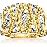 Ross-Simons 0.25 ct. t.w. Diamond X-Pattern Ring in 18kt Gold Over Sterling