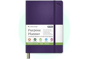 ROTERUNNER Purpose Planner Notebook A5 Undated 2024-2025 Daily Weekly and Monthly Productivity Journal Goal Setting Tool for Work, Moms, ADHD Planner for Adults Life Organizer (5.8”x8.3” Purple Softcover)