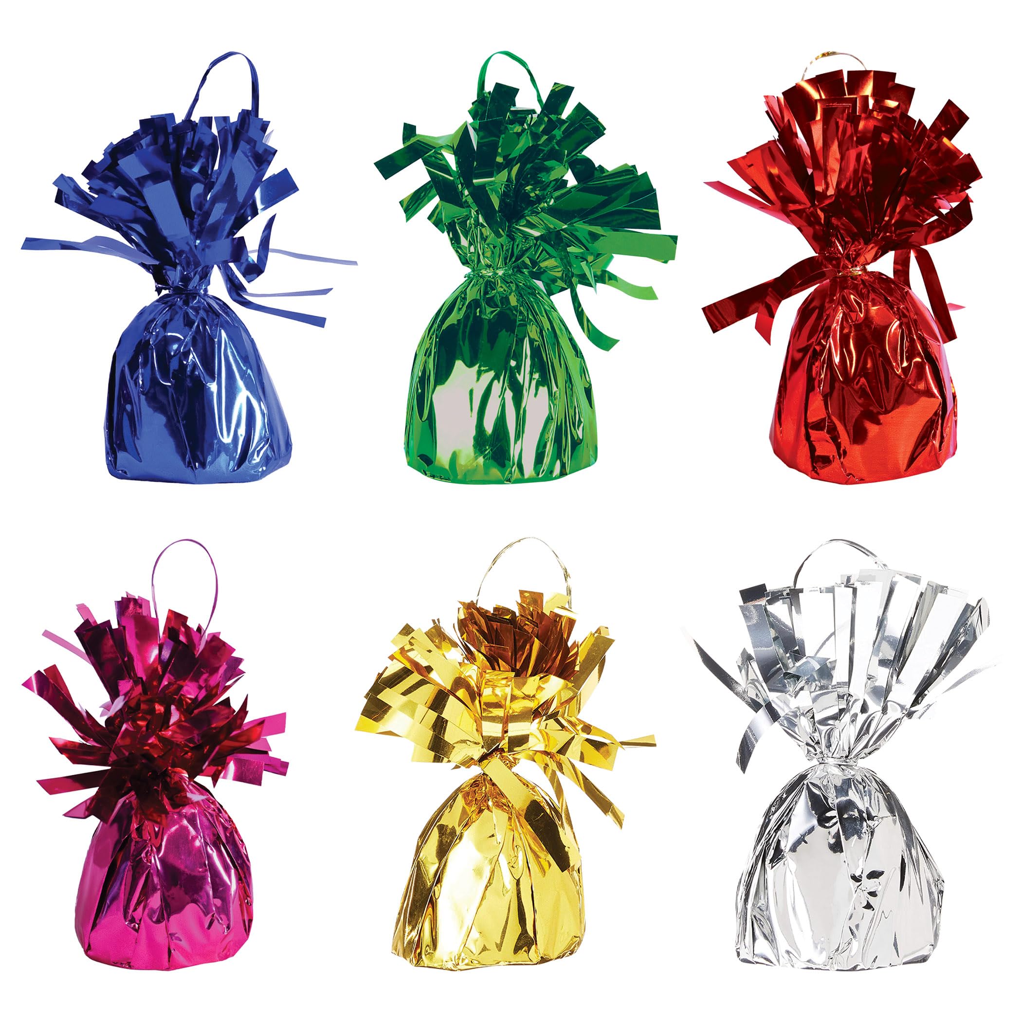 Photo 1 of 5pcs only-----Beistle Metallic Wrapped Balloon Weights, Set of 5, Assorted Colors Party Decorations with Loop for Balloons, Centerpieces and Table Décor for Birthdays Celebrations and Events, 6 oz