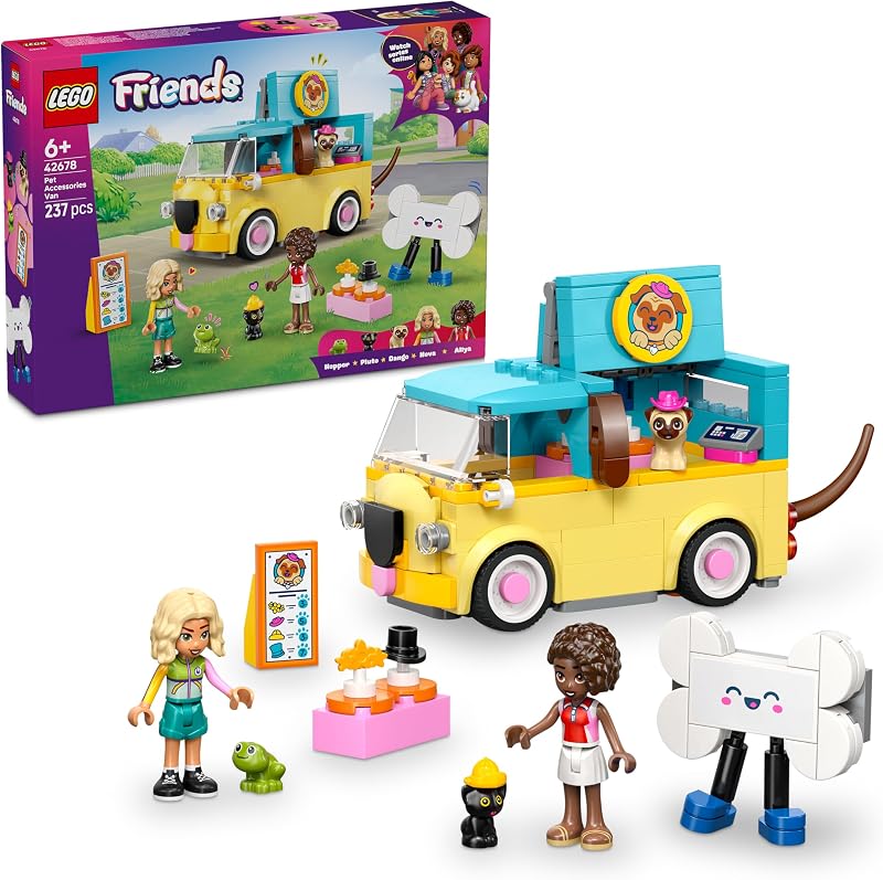 LEGO Friends Pet Accessories Van 42678 Toy Playset with 2 Mini Dolls and 3
