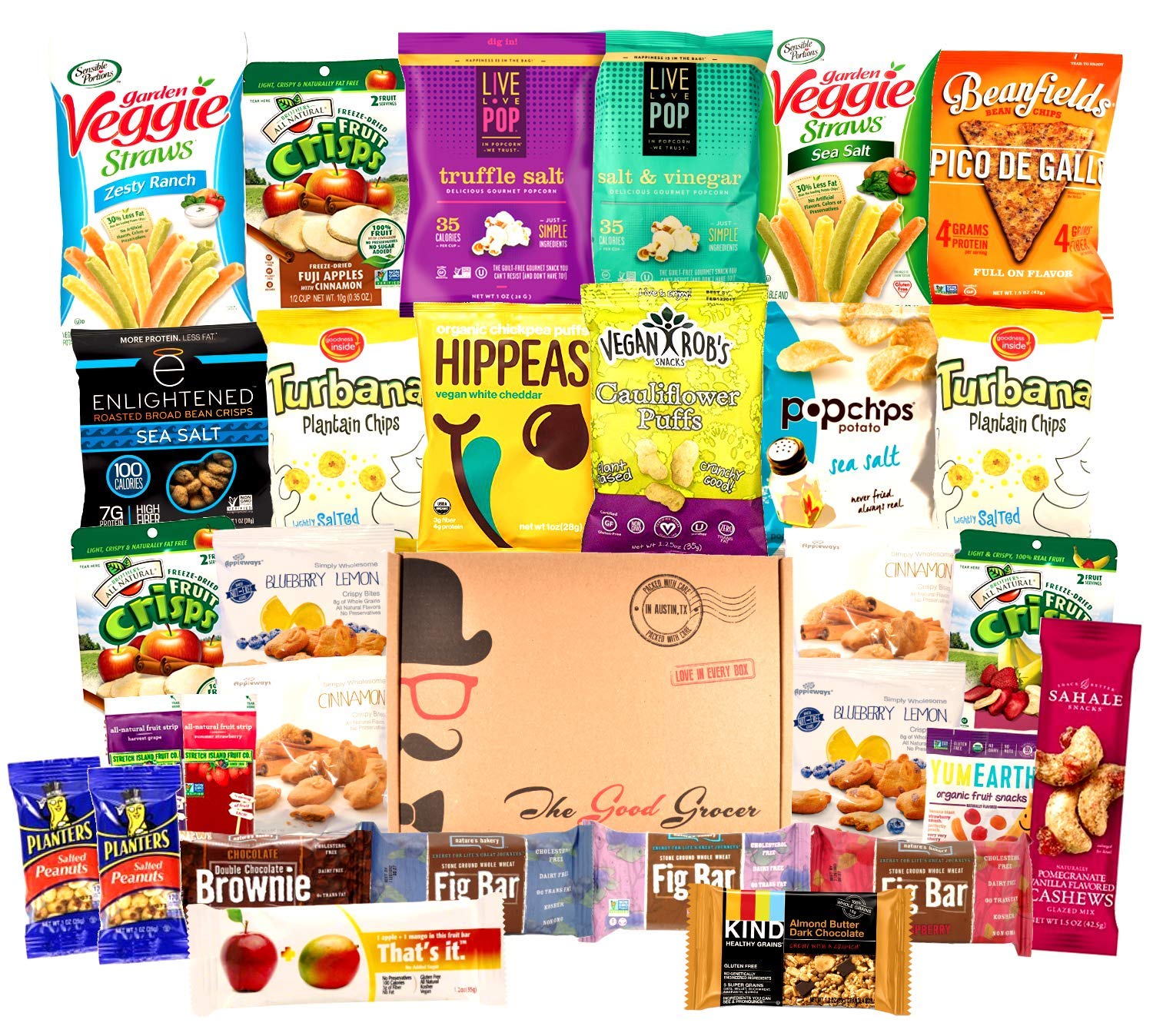 ALL NATURAL Healthy Snacks Care Package (30 Ct) Bars, Cookies, Vegan