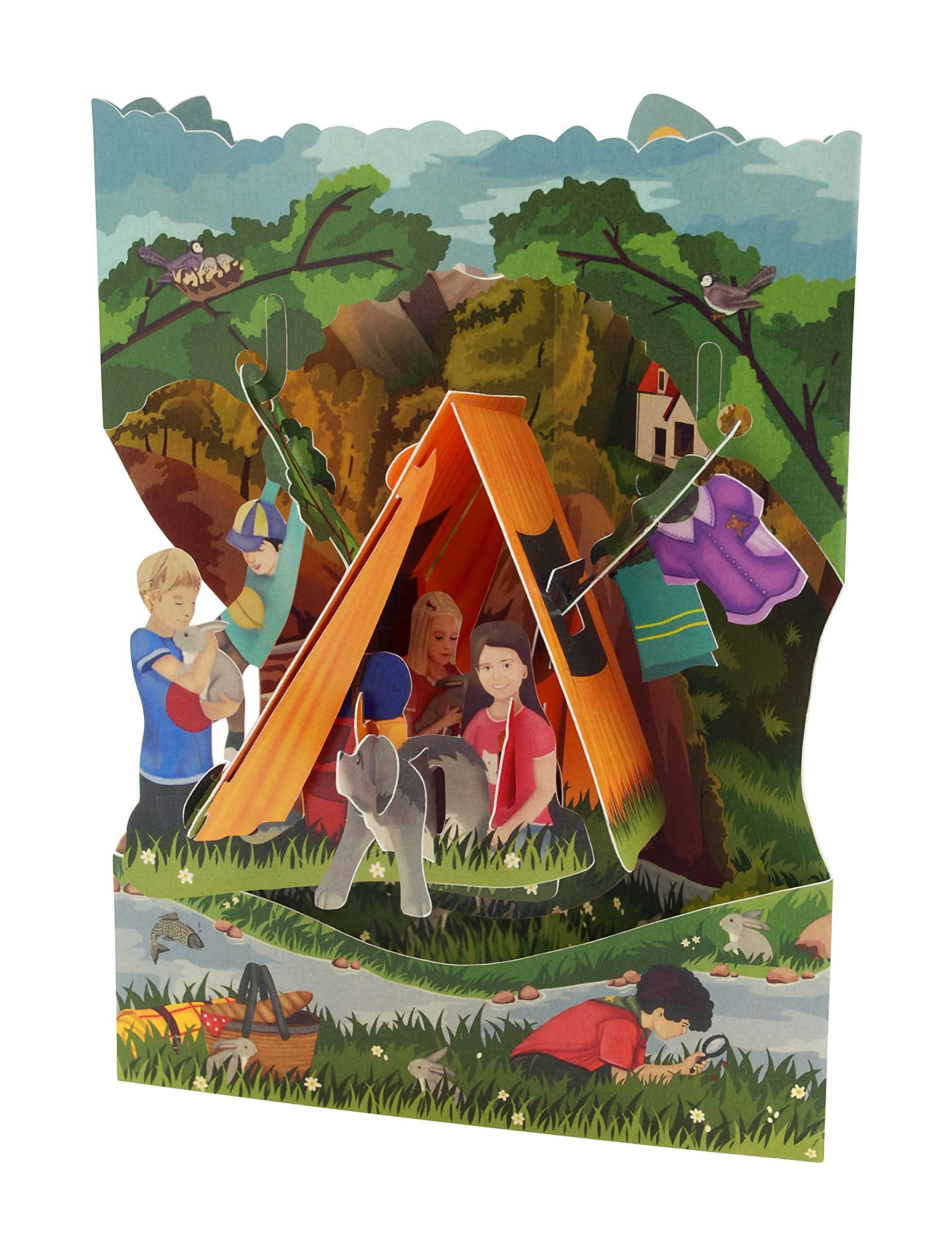 Santoro Swing Card, 3D Pop Up Greeting Card - Camping - For Her, For Him, Birthday, Anniversary