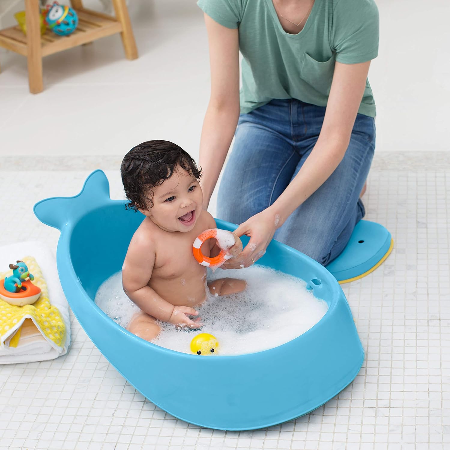 Skip Hop Baby Bath Tub: Moby 3-Stage Smart Sling Tub, Blue : Baby