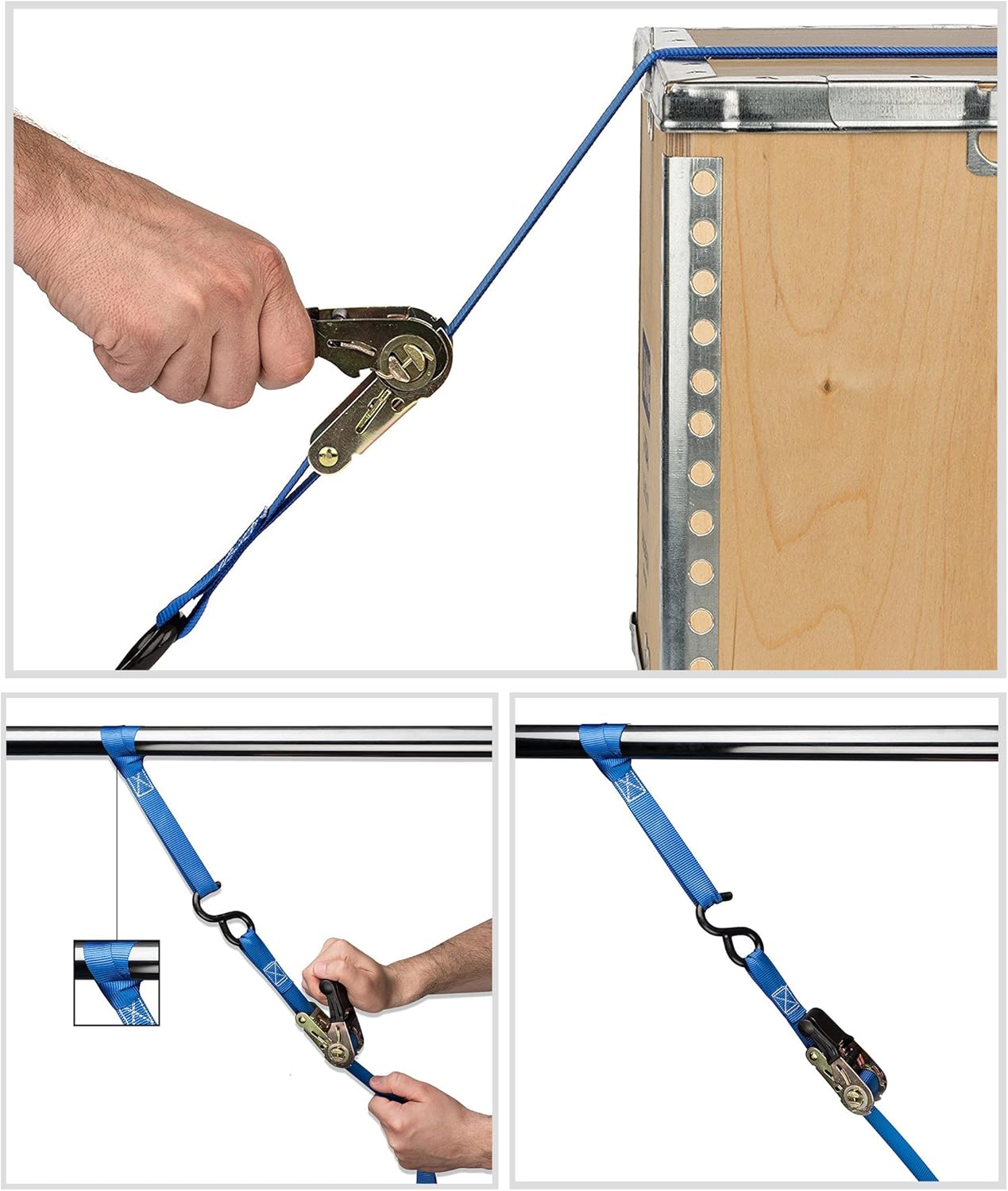 CARTMAN 1" x 15' Ratchet Tie Down up to 1500lbs 4pk in Carry Bag, with 18" Soft Loop Tie-Down Straps & 32" bungee cord: Automotive