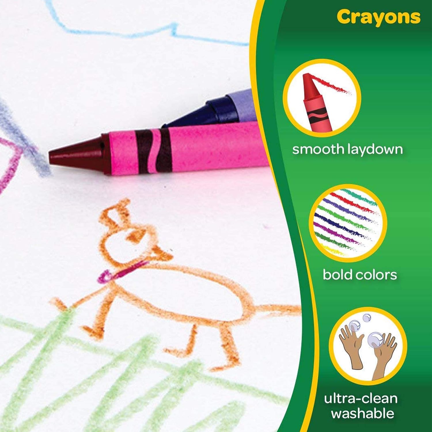 Crayola 64ct Ultra Clean Washable Crayons, 2 Pack Bulk Crayon Set, Gift for Kids: Toys & Games