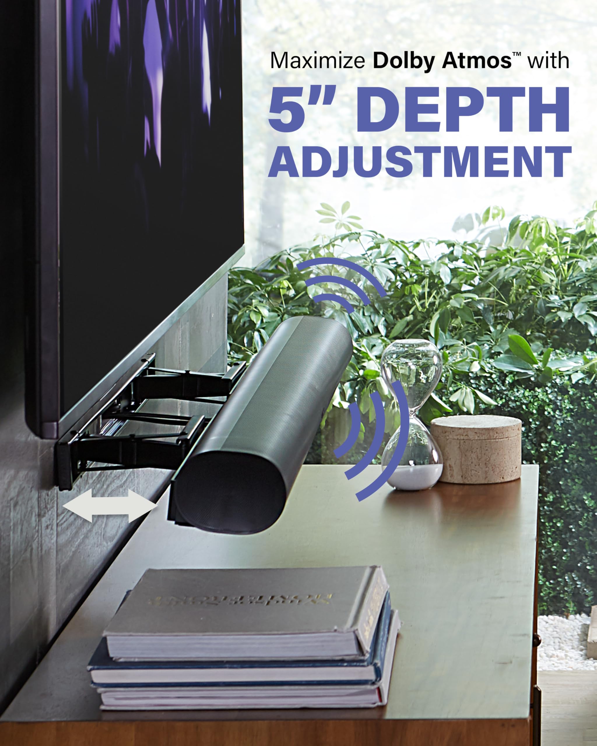 SANUS Extendable Soundbar Wall Mount for Sonos Arc & Sonos Arc Ultra Soundbar – 5” Depth Adjustment Optimized for Dolby Atmos - Black Speaker Mount