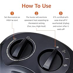 Amazon Basics Ceramic Space Heater, Portable Indoor