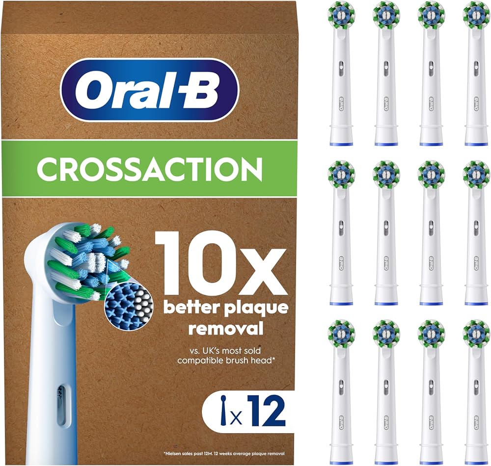 Oral-B Pro Cross Action Replacement Head Pack 12 X-Shape Bristles White