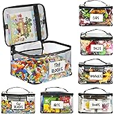 6-Pack Extra Large Toy Storage Bags with Zippers & Labels, Reusable Clear TPU Waterproof Organizer for Kids Toys, Building Blocks, Puzzles, Dolls, Board Games - Durable, BPA-Free, Travel-Friendly