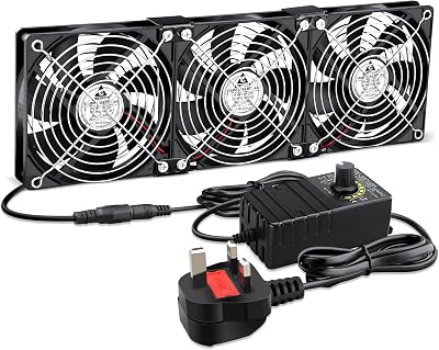 GDSTIME 3 x 120mm 360mm Cabinet Fan with 220V AC Plug 83.2 CFM each